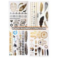 Custom body temporary gold silver foil metallic flash tattoos